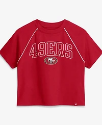 Fanatics Women's Scarlet San Francisco 49ers Offensive Scheme Raglan Tri-Blend Cropped Top