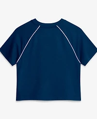 Fanatics Women's Navy Chicago Bears Offensive Scheme Raglan Tri-Blend Cropped Top