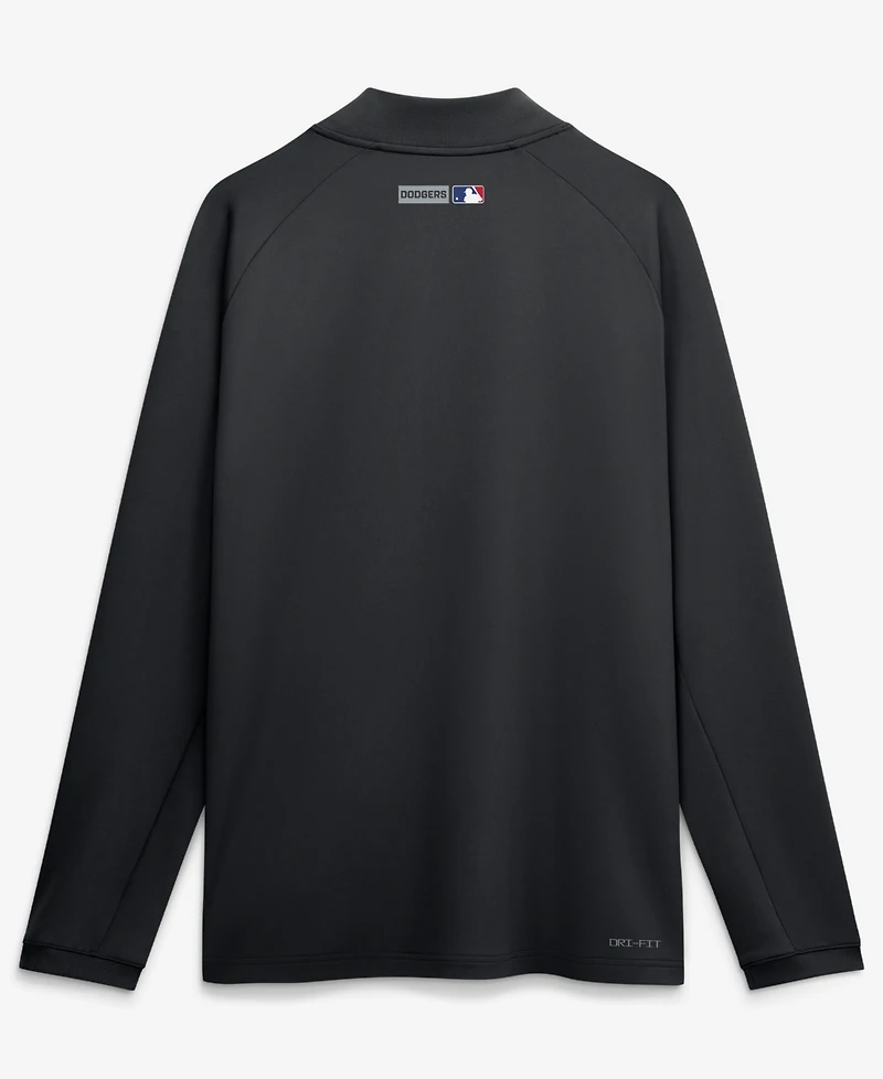Nike Men's Black Los Angeles Dodgers Authentic Collection Dri-fit Raglan Half-Zip Pullover