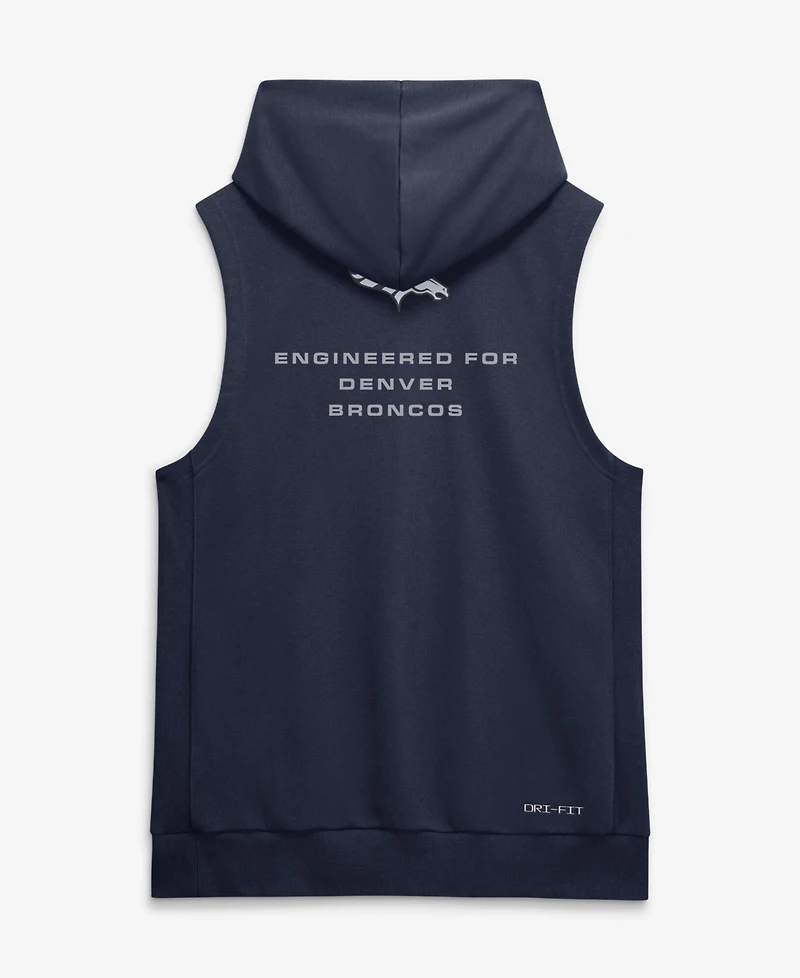Nike Men's Navy Denver Broncos Sideline Standard Issue Dri-fit Sleeveless Hoodie