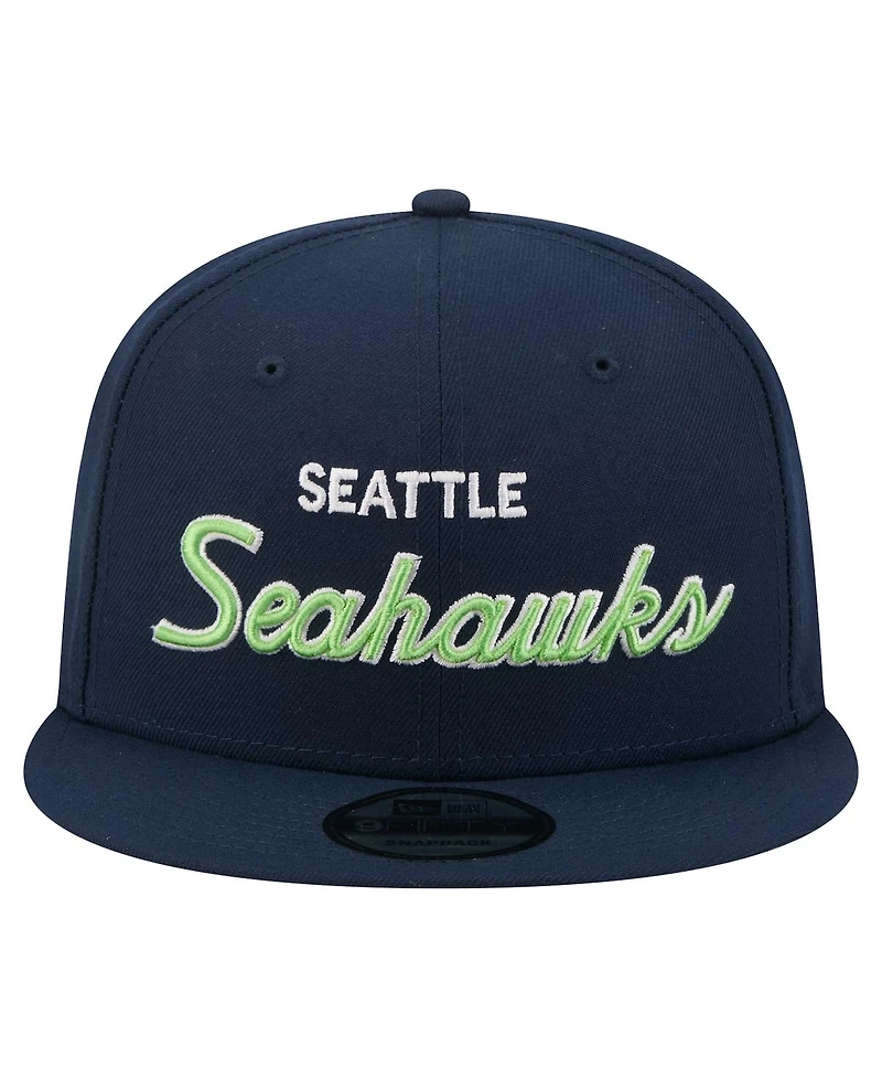 New Era Men's College Navy Seattle Seahawks Core Team Script 9FIFTY Snapback Hat