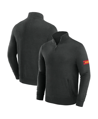 J. Palmer Men's Black Kansas City Chiefs Franchise Quarter-Zip Sweater