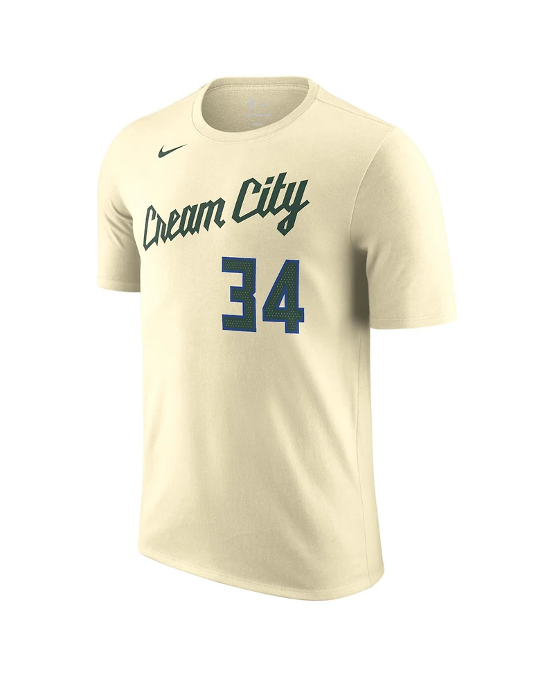 Nike Men's and Women's Giannis Antetokounmpo Cream Milwaukee Bucks 2025/26 City Edition Name Number T-Shirt