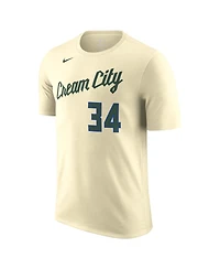 Nike Men's and Women's Giannis Antetokounmpo Cream Milwaukee Bucks 2025/26 City Edition Name Number T-Shirt