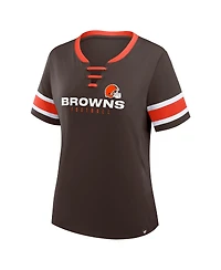 Fanatics Women's Brown Cleveland Browns Redzone Draw Play Athena Lace-Up T-Shirt