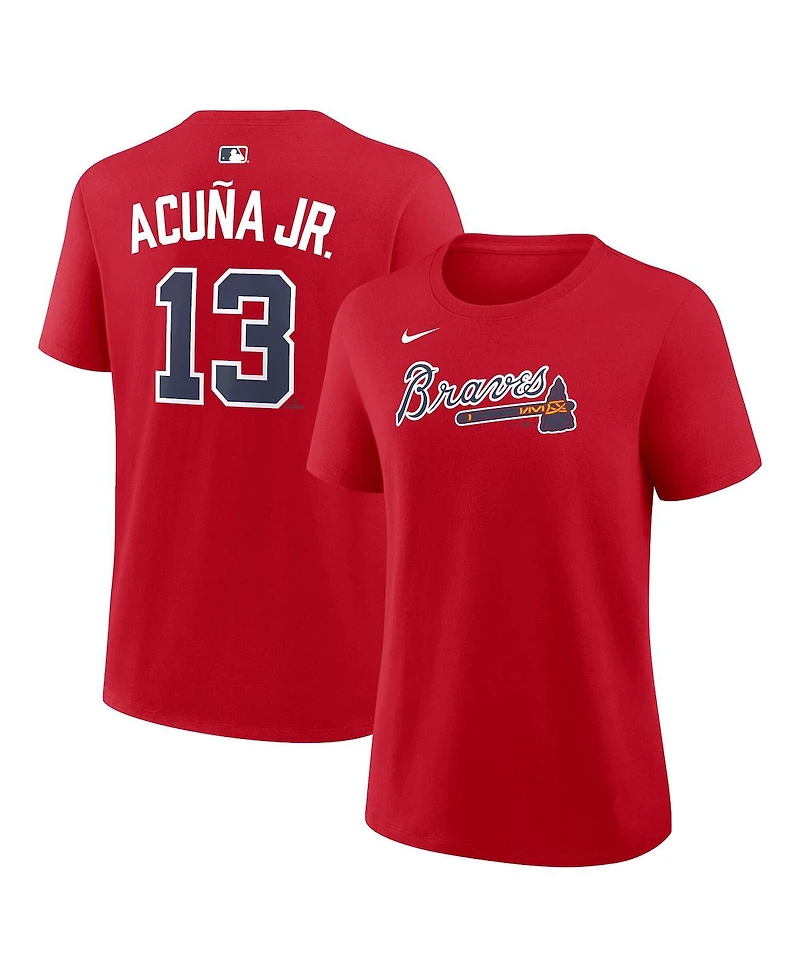 Nike Women's Ronald Acuna Jr. Red Atlanta Braves Name Number T-Shirt
