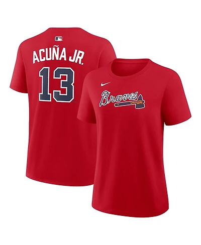 Nike Women's Ronald Acuna Jr. Red Atlanta Braves Name Number T-Shirt