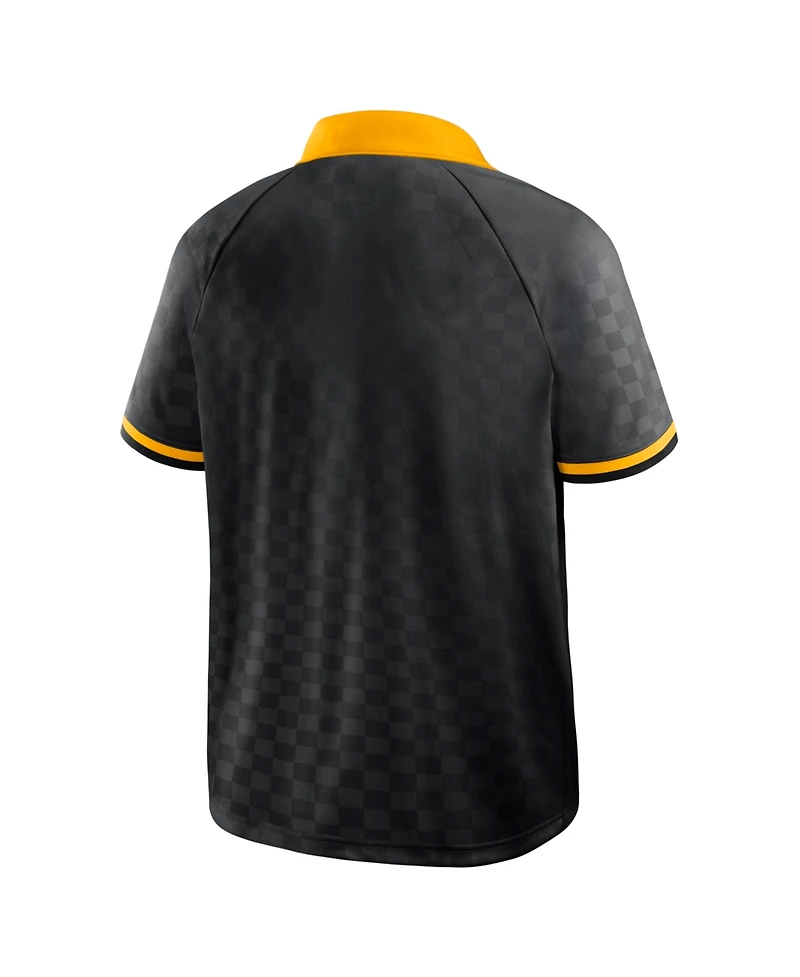 Fanatics Men's Black/Gold Pittsburgh Steelers Homerun Raglan V-Neck Polo Shirt