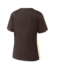 Wear by Erin Andrews Women's Brown San Diego Padres Notch Neck Cropped T-Shirt