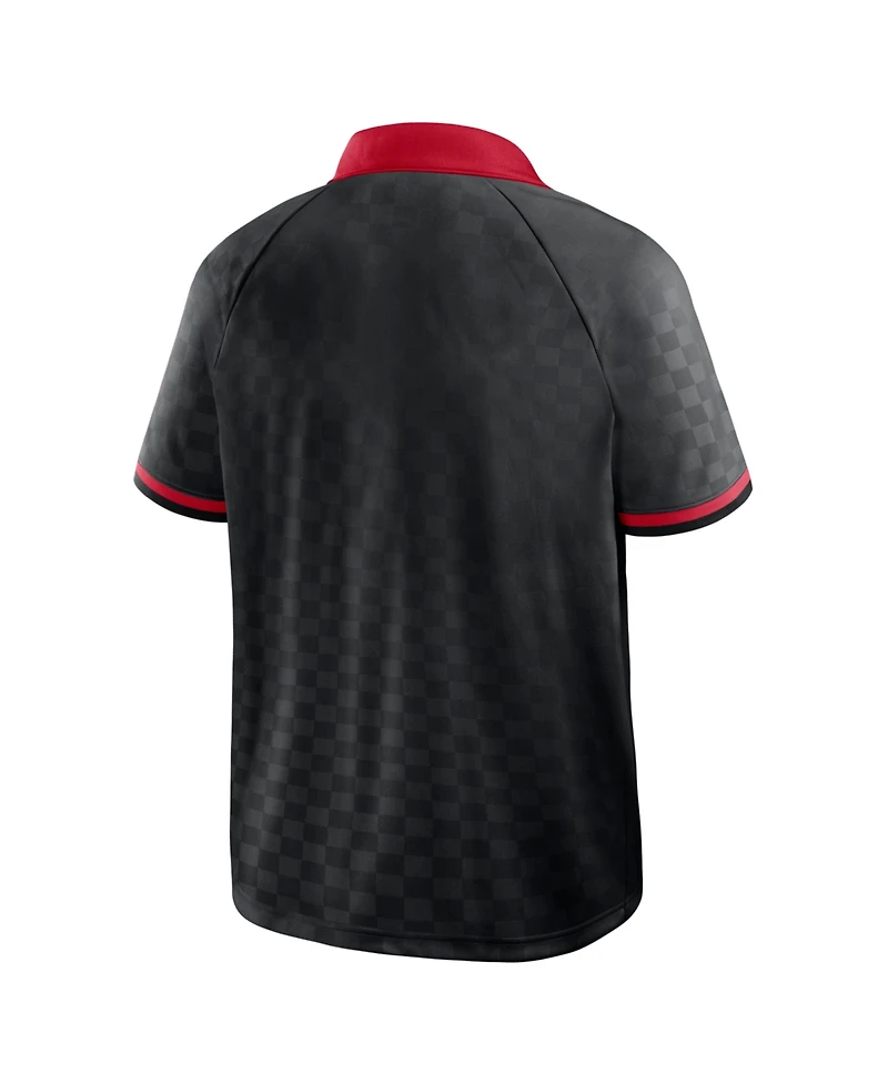 Fanatics Men's Black/Red Atlanta Falcons Homerun Raglan V-Neck Polo Shirt
