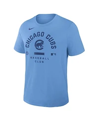 Nike Men's Light Blue Chicago Cubs Authentic Collection Early Work Tri-Blend Dri-fit T-Shirt