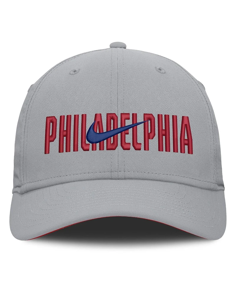 Nike Men's Gray Philadelphia Phillies Primetime Rise Dri-fit Flex Hat