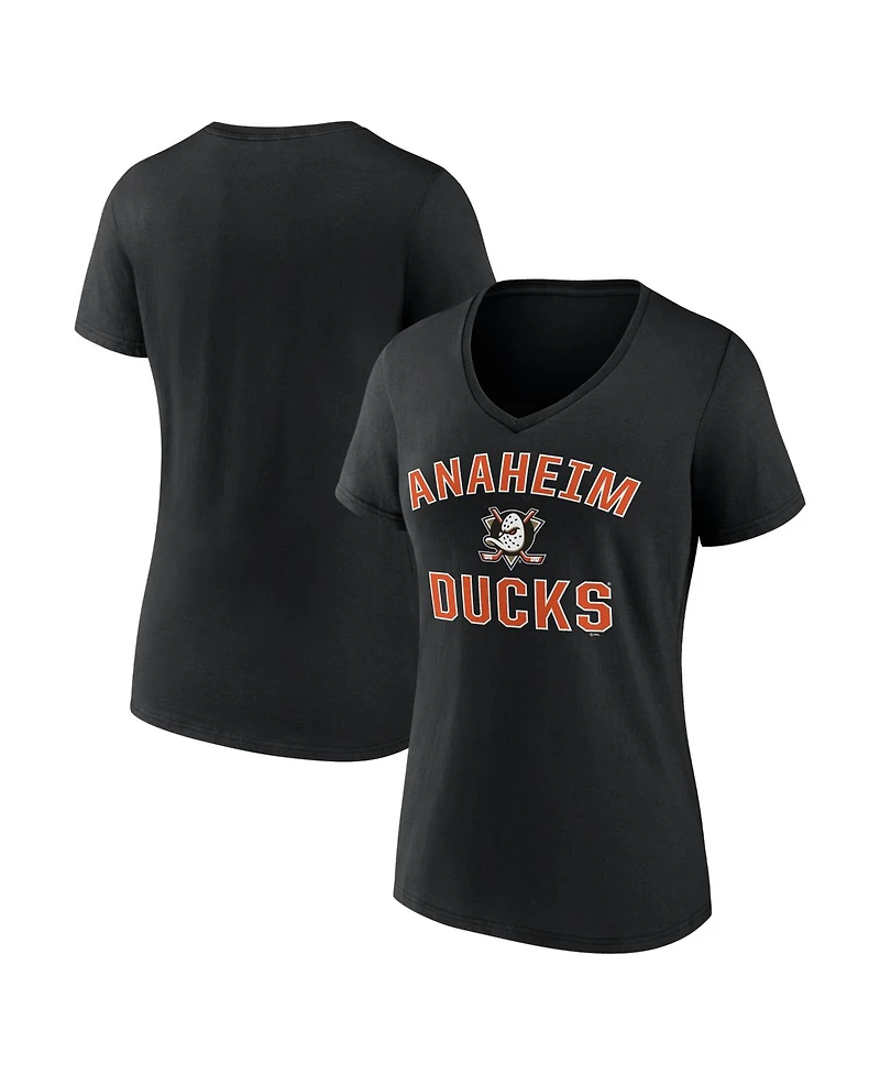 Logo Athletic Women's Black Anaheim Ducks Arch Victory V-Neck T-Shirt