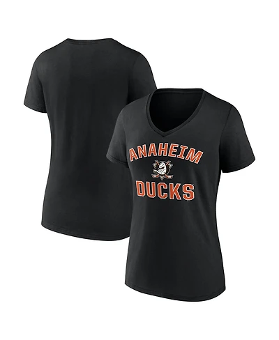 Logo Athletic Women's Black Anaheim Ducks Arch Victory V-Neck T-Shirt