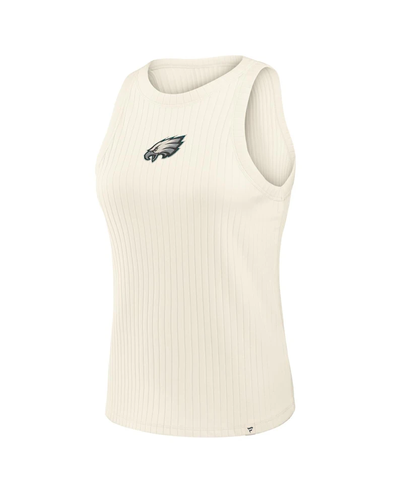 Fanatics Women's Cream Philadelphia Eagles Star Play Tri-Blend Ribbed Tank Top