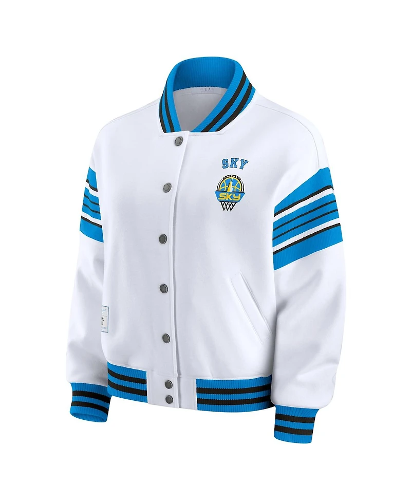 Wear by Erin Andrews Women's White/ Wnba Full-Snap Fleece Sweatshirt Jacket