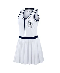 Wear by Erin Andrews Women's White New York Yankees Zip-Front Pleated Tri-Blend Scoop Neck Tank Dress