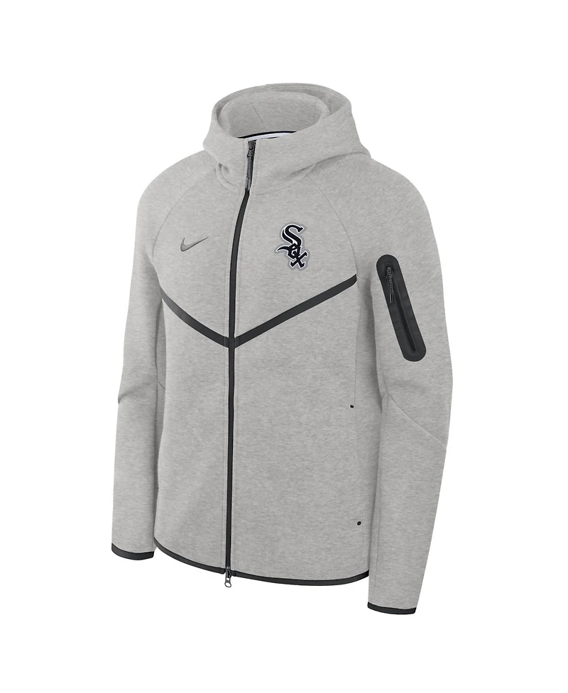 Nike Men's Heather Gray Chicago White Sox Tech Fleece Raglan Full-Zip Windrunner Hoodie