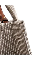 Pre-Owned Celine Small Cabas Thais Tote Triomphe Striped Textile