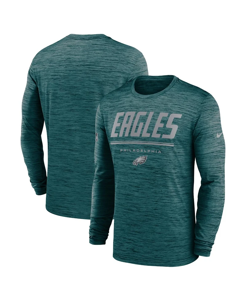 Nike Men's Midnight Green Philadelphia Eagles Sideline Offensive Transition Velocity Dri-fit Long Sleeve T-Shirt
