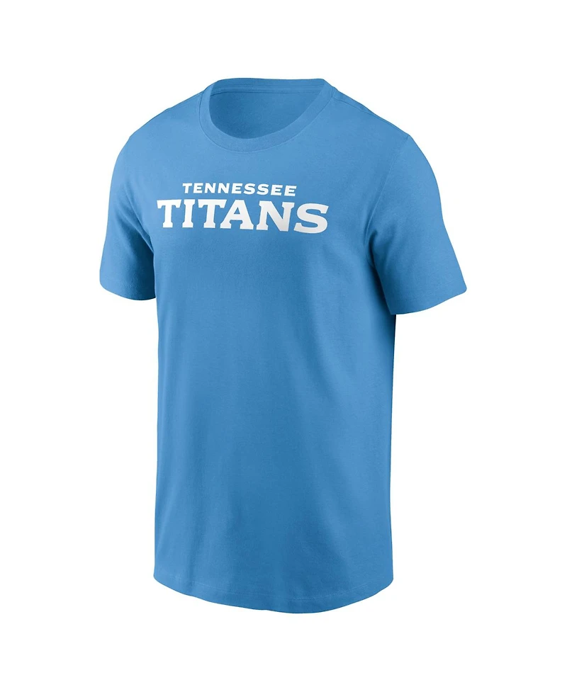 Nike Men's Light Blue Tennessee Titans Primetime Wordmark Essential T-Shirt