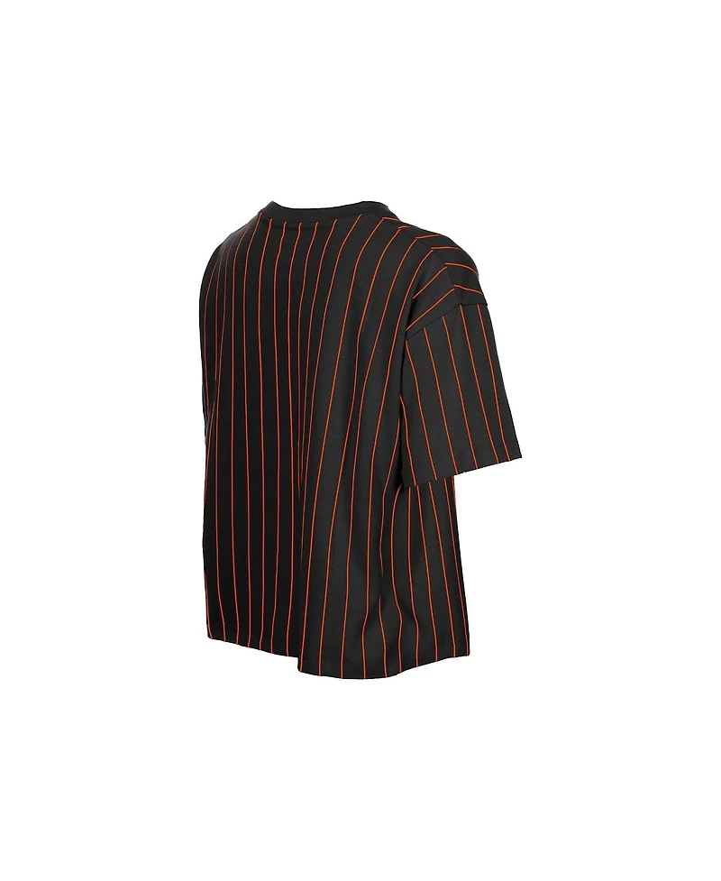 New Era Women's Black San Francisco Giants Throwback Meshback Pinstripe Boxy T-Shirt