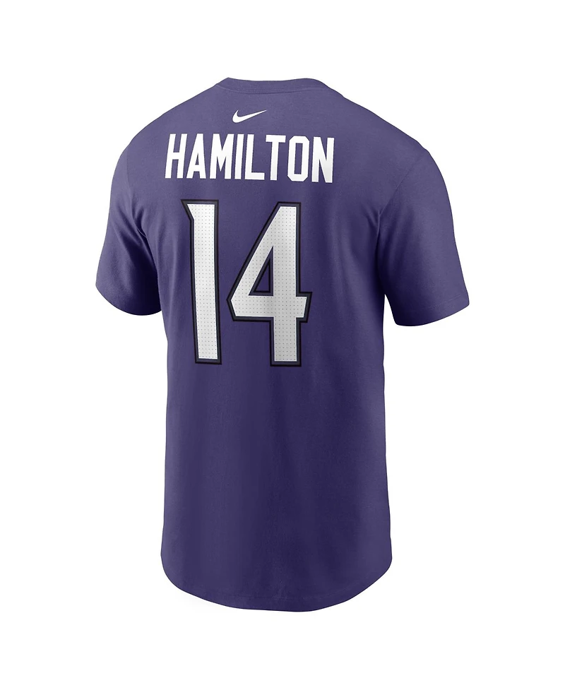 Nike Men's Kyle Hamilton Purple Baltimore Ravens Name Number T-Shirt