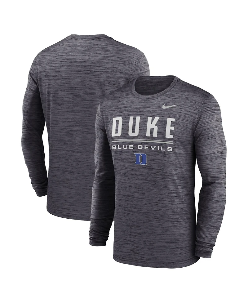 Nike Men's Black Duke Blue Devils Sideline Velocity Dri-fit Long Sleeve T-Shirt