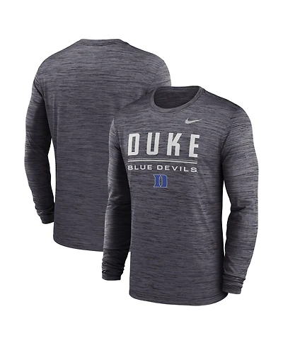 Nike Men's Black Duke Blue Devils Sideline Velocity Dri-fit Long Sleeve T-Shirt