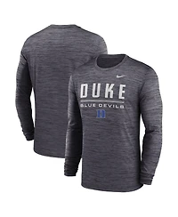 Nike Men's Black Duke Blue Devils Sideline Velocity Dri-fit Long Sleeve T-Shirt