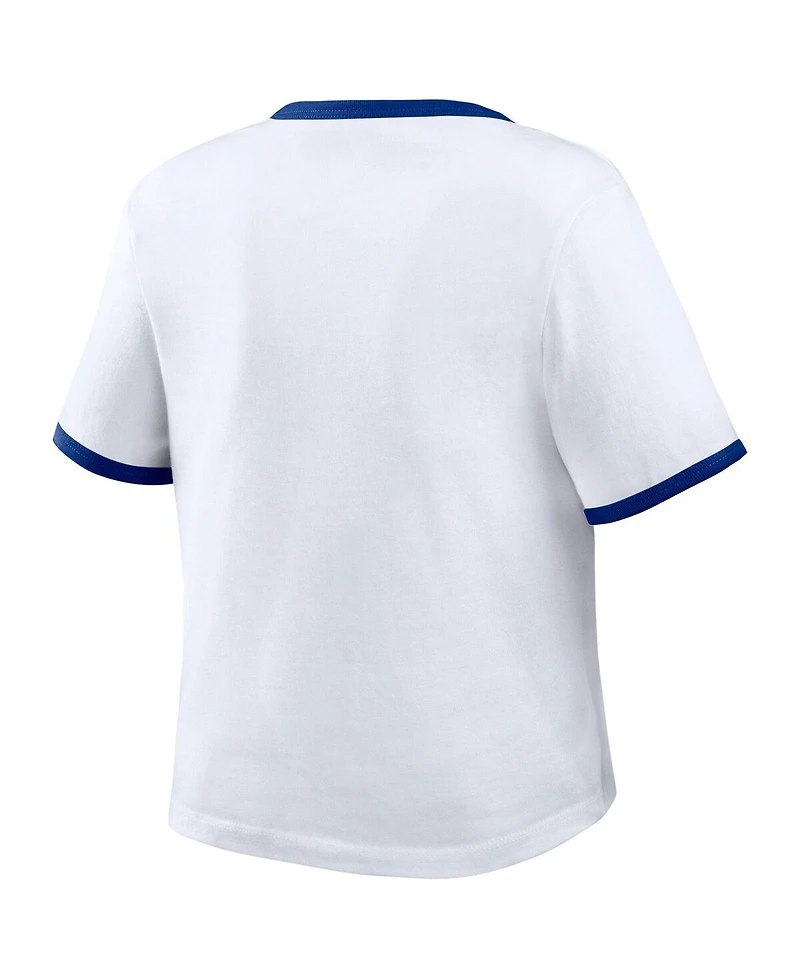 Wear by Erin Andrews Women's White Los Angeles Dodgers Ringer Baby T-Shirt