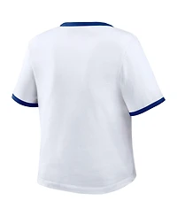 Wear by Erin Andrews Women's White Los Angeles Dodgers Ringer Baby T-Shirt
