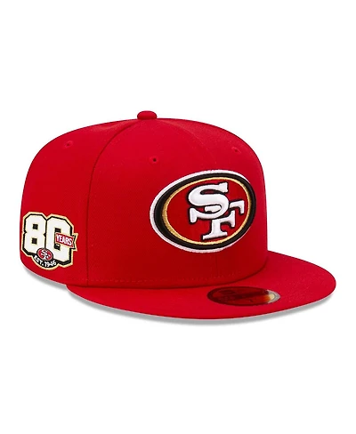 New Era Men's Scarlet San Francisco 49ers 80th Anniversary Side Patch 59FIFTY Fitted Hat