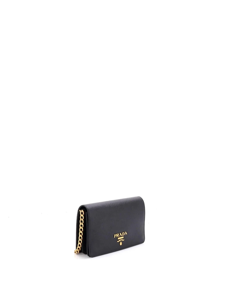 Pre-Owned Prada Chain Wallet Crossbody Saffiano Leather