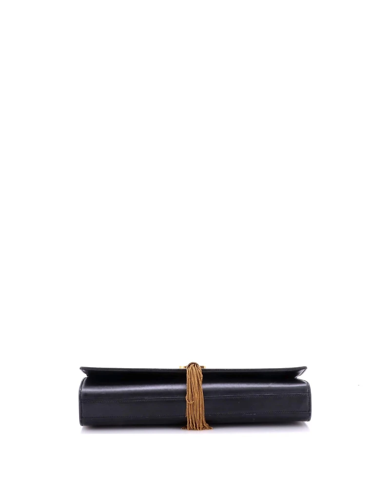 Pre-Owned Saint Laurent Long Classic Monogram Tassel Clutch Leather