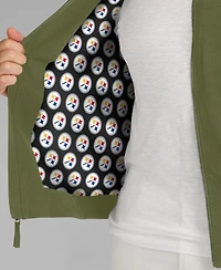 J. Palmer Men's Olive Pittsburgh Steelers Lightweight Cover-4 Tri-Blend Full-Zip Jacket