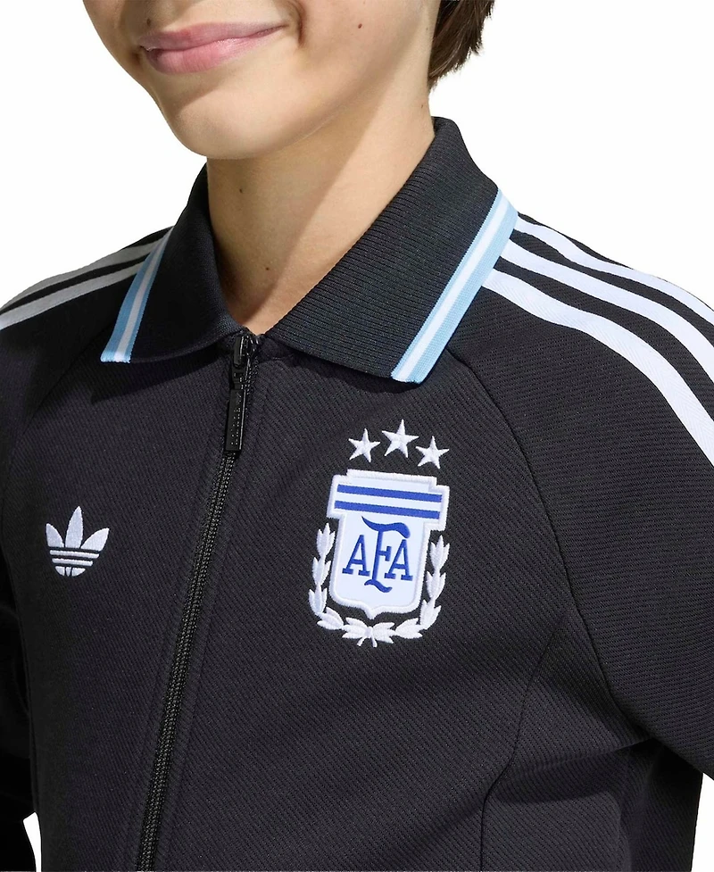 Adidas Big Boys and Girls Black Argentina National Team Away Full-Zip Anthem Jacket