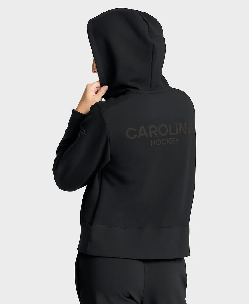 Fanatics Women's Black Carolina Hurricanes Authentic Pro Road Tri-Blend Quarter-Zip Hoodie