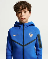 Nike Big Boys and Girls Blue France National Team Tech Fleece Full-Zip Hoodie