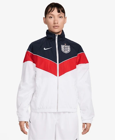 Nike Women's White England National Team Windrunner Uv Woven Full-Zip Jacket