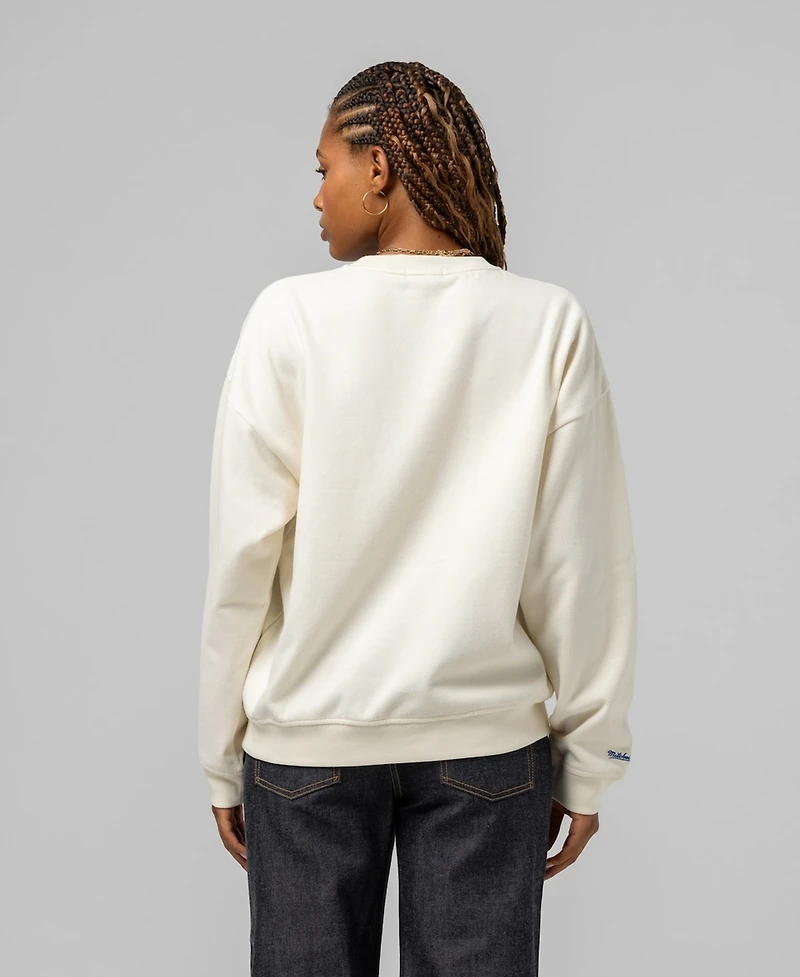 Mitchell & Ness Women's Cream Los Angeles Dodgers Premium Crewneck Sweatshirt