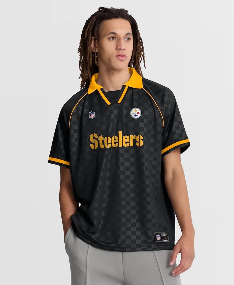 Fanatics Men's Black/Gold Pittsburgh Steelers Homerun Raglan V-Neck Polo Shirt