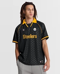 Fanatics Men's Black/Gold Pittsburgh Steelers Homerun Raglan V-Neck Polo Shirt