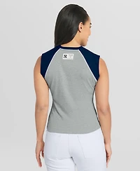 Wear by Erin Andrews Women's Heather Gray New York Yankees Cropped Raglan Tank Top