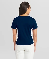 Wear by Erin Andrews Women's Navy New York Yankees Notch Neck Cropped T-Shirt