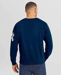 Fanatics Men's Navy New York Yankees Washed Crew Neck Pullover Sweatshirt