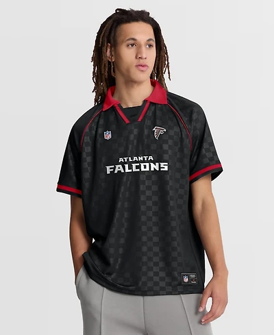 Fanatics Men's Black/Red Atlanta Falcons Homerun Raglan V-Neck Polo Shirt
