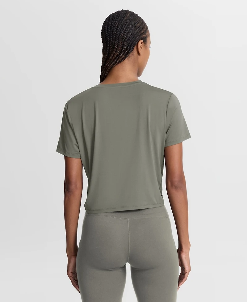 Nike Women's Olive Los Angeles Dodgers One Twist Dri-fit Cropped T-Shirt