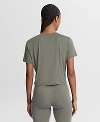 Nike Women's Olive Los Angeles Dodgers One Twist Dri-fit Cropped T-Shirt