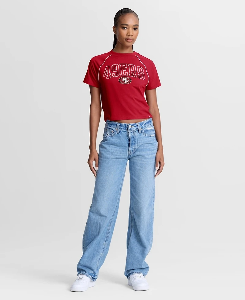 Fanatics Women's Scarlet San Francisco 49ers Offensive Scheme Raglan Tri-Blend Cropped Top